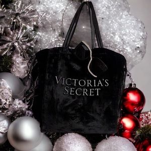 Victorias Secret Black Faux Velvet Bag with Rhinestone and matching glasses
